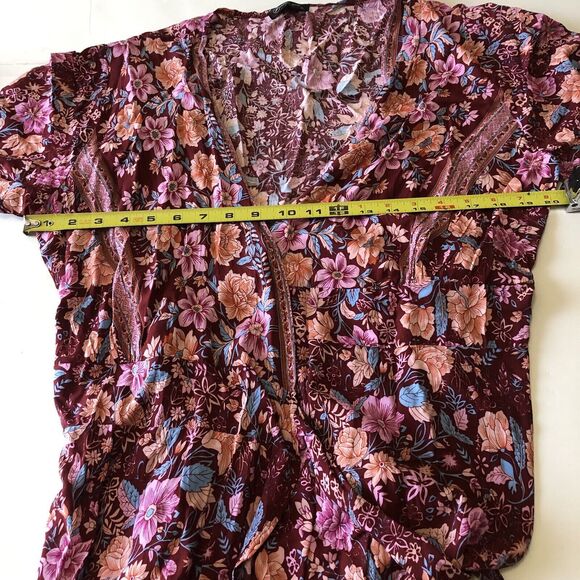 PRETTYGARDEN Women’s Summer V Neck Wrap Floral Print Short Sleeve Size XL - Picture 3 of 7